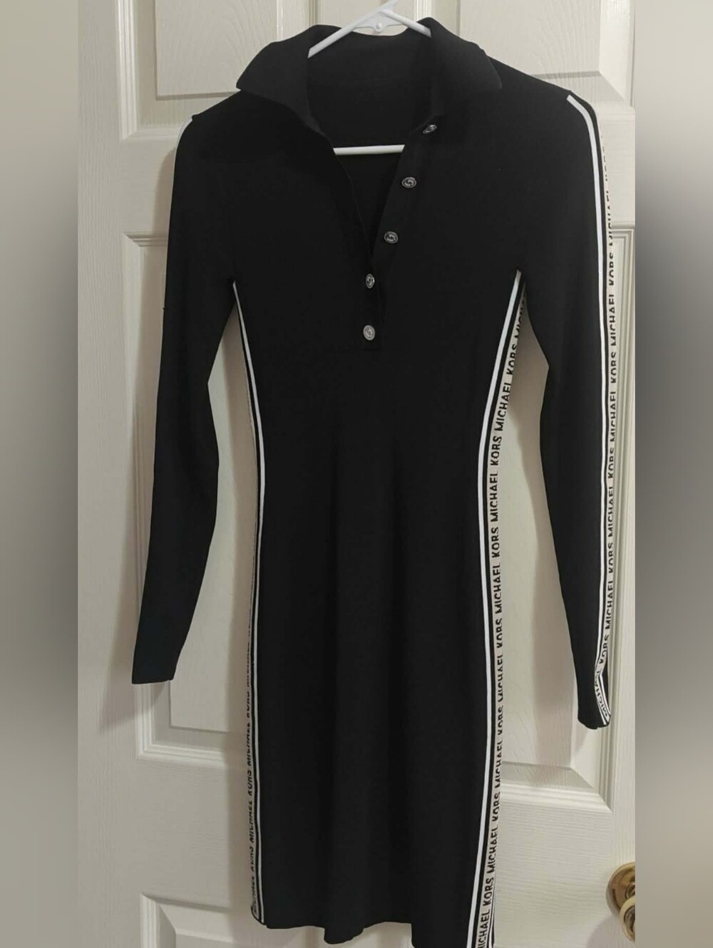 Michael Kors Stretch Knit Logo Tape Polo Dress